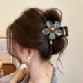Elegante grande molletta per capelli a fiore da donna, chic pinza per capelli alla moda. - Stile Fiore Placcato Oro / Medio (circa 11cm) / Colore conchiglia cangiante