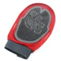 Roter Silikon Tierpflegehandschuh mit atmungsaktivem Mesh-Gewebe, ideal fuer Hund und Katze. - Handschuh Rot