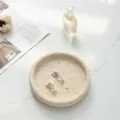 Natural travertine round tray for home decor aesthetic stone storage organizer table 1pc - Round / 15x1.8cm