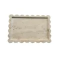 Vassoio in travertino naturale con bordo smerlato per ingresso, bagno e decorazioni. - 30x20cm / Beige