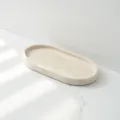 Natural travertine oval tray for home decor, minimalist stone storage dish for bathroom. - Oval / 25x12x1.8cm