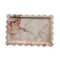 Italian luxury scalloped marble tray desktop cosmetic organizer and home decor tray - 30x20cm / Pink