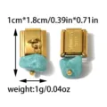 Stainless steel Italian charm link with turquoise stone pendant DIY jewelry accessory variant - Light Blue Raw Stone Pendant Style (TP2876-02)