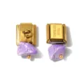 Stainless steel Italian charm link with purple stone pendant for DIY elastic bracelet. - Purple Raw Stone Pendant Style (TP2876-02)