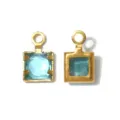 Square Blue Crystal Pendant with Gold Stainless Steel Bezel for DIY Jewelry Making - Square Single Loop (TP2827) / Light Blue