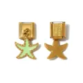 Stainless steel starfish Italian charm link green enamel DIY modular bracelet jewelry accessory - Green Starfish Shape Style (TP2877-02green)