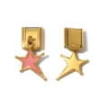 Stainless steel Italian modular charm link with pink and gold star pendant for DIY bracelet. - Rose Red Pentagram Pendant Style (TP2878-02rosered)