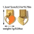 Stainless steel Italian charm link with orange enamel split heart design, 1.3x2cm DIY jewelry. - Orange Heart Pendant Style (TP2880-02orange)