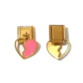 Stainless Steel Italian Charm Split Heart Link DIY Bracelet Jewelry Accessory Pink - Joined Heart Style (TP2880-02)