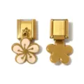 Stainless steel Italian charm link with flower pendant for DIY bracelet, gold finish 1pc - Five-Petal Flower Style (TP2881-02)