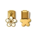 Stainless steel Italian charm link with white enamel flower pendant for DIY bracelet. - White Enameled Five-Petal Flower Style (TP2881-02)