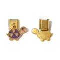 Stainless Steel Italian Charm Link Cute Turtle Pendant DIY Bracelet Jewelry Accessory - Purple Enameled Little Turtle Style (TP2883-02)
