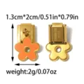 Stainless steel Italian charm link with cute flower design for DIY modular elastic bracelets. - Orange Flower Pendant Style (TP2885-02)