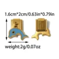 Stainless steel Italian charm pendant with blue dolphin design, size 1.6x2cm, weight 2g. - Blue Dolphin Pendant Style (TP2888-02)