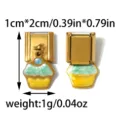Stainless steel Italian charm link with cute cupcake pendant for DIY bracelet jewelry. - Green and Yellow Cupcake Style (TP2889-02)
