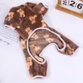 Combinaison polaire pour animal de compagnie avec motif d'ours brun, vetement chaud chien. - XS / Tenue à quatre pattes / Café