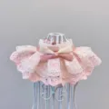 Pink lace pet collar sweet cat dog bib puppy decorative neck ruffles bow accessory cute - S / Pink