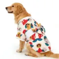 Japanese style pet kimono dog clothes detail, cute printed yukata with back bow for pets. - Yellow (Natural Color Bow Style)