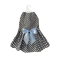 Jolie robe pour chien de compagnie à pois et nœud papillon bleu, vêtement chat élégant. - S / Gris