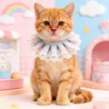 Cute pastel lace pet bib detail shot, charming princess style cat and small dog decorative collar. - Ice Cream Colors