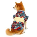 Cute Japanese style pet kimono for dogs and cats, beautiful floral print two-leg dog clothes. - Black (Yellow Bow)