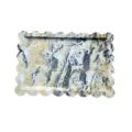 Vassoio di lusso italiano bordo ondulato effetto marmo organizer cosmetici - 30x20cm / Grigio Giallo