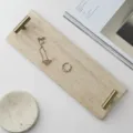 Natural travertine marble tray with luxury metal handles for home decor and desktop storage. - Handle Style / Small (30x13cm)
