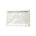 Vassoio decorativo in marmo smerlato, elegante organizzatore per cosmetici e profumi da tavolo. - 30x20cm / Bianco