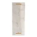 Plateau en marbre avec poignées dorées rectangulaire décoratif pour cosmétiques et parfum - Petit présentoir en T blanc de Carrare avec poignée simple