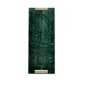 Élégant plateau en marbre vert avec poignées en métal, idéal pour le parfum et la déco de table. - Petit présentoir en T vert émeraude avec poignée simple