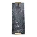 Plateau en marbre noir et gris avec poignées dorées, plateau de présentation de parfum. - Petit présentoir en T gris vague océan avec poignée simple