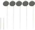 Natural slate plant labels set with metal stakes and 2 white chalk pens for garden use. - Round / 5 Sets Pack+2 Stone Pens