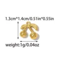 Gold cherry charm pendant DIY jewelry accessory, cute metal fruit keychain decor item - Round Bead Cherry Style (TP1789-02)