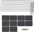 Natural slate plant labels with metal stakes and chalk set for garden markers and signs. - Square / 10 Sets Pack+2 Stone Pens