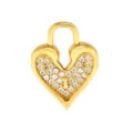 Goldenes Herz-Vorhängeschloss-Anhänger mit Strasssteinen, ideal für DIY-Halsketten und Accessoires. - Großes Pave Herzschloss (PJ0070-02) / 18x14mm / Gold
