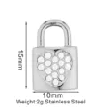 Silberner Strass Herz Schloss Anhänger Edelstahl DIY Schmuck Zubehör Variante Stil - Herzschloss-Stil (PJ0066-01) / 15x10mm / Silber