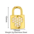 Goldener Edelstahl Herz Vorhaengeschlossanhaenger mit klaren Kristallen fuer DIY Schmuck - Herzschloss-Stil (PJ0066-02) / 15x10mm / Gold