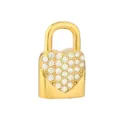 Goldener Strass Herz Vorhängeschloss Anhänger DIY Halskette Mode Schmuck Zubehör Stk - Herzschloss-Stil (PJ0067-02) / 14x9mm / Gold