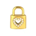 Goldfarbener Vorhängeschloss-Anhänger mit glitzerndem Strass-Herz für DIY Halsketten Zubehör. - Herz Hohlschloss-Stil (PJ0069-02) / 15x10mm / Gold