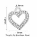 Edelstahl Herz Strass Anhänger DIY Schmuck Zubehör Charms Kettenanhänger 15x14mm - Herz mit Ring Stil (PJ0071-01) / 15x14mm / Silber