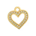 Goldenes Strass Herz Anhänger DIY Charms für Halskette Schlüsselanhänger Schmuck 1Stk - Herz mit Ring Stil (PJ0071-02) / 15x14mm / Gold