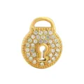 Goldener Strass Schloss Anhänger Charm DIY Schmuck Zubehör Mode Schlüsselbund Dekoration - Schlüsselloch Schloss-Stil (PJ0072-02) / 12x10mm / Gold