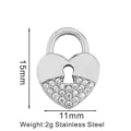 Herz Strass Vorhaengeschloss Anhaenger Edelstahl Silber Charm DIY Halskette Zubehoer - Herz Schlüsselloch Schloss (PJ0073-01) / 15x11mm / Silber