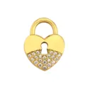 Goldenes Herz Vorhängeschloss Anhänger mit Strasssteinen für DIY Halsketten und Schlüsselanhänger. - Herz Schlüsselloch Schloss (PJ0073-02) / 15x11mm / Gold