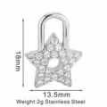 Edelstahl Stern Schloss Anhänger DIY Halskette Zubehör mit Maßen 18x13,5mm und Gewicht 2g. - Stern Schloss-Stil (PJ0074-01) / 18x13.5mm / Silber