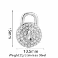 Edler runder Strass Vorhaengeschloss Anhaenger Edelstahl DIY Halskette Schluesselanh. - Rundes Schloss-Stil (PJ0075-01) / 15x10.5mm / Silber