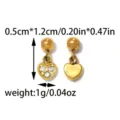 Goldener Herz-Anhänger mit Zirkonia für DIY-Schmuckherstellung, Armband und Halskette. - Herz Schieber Anhänger Stil (TP2393-02) / 1 Stück Packung (0.5x1.2cm)
