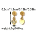 Goldfarbener Strass Herz Slider Anhänger für DIY Schmuck und Accessoires, 0.3x1.3cm klein. - Herz Schieber Anhänger Stil (TP2398-02) / 1 Stück Packung (0.3x1.3cm)