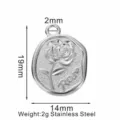 Ciondolo Rosa in Acciaio Inossidabile DIY Charm 19x14mm Componente per Creare Gioielli - Stile Rosa (PJ0078-01)