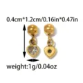 Zirkon Herz Anhänger Perle für DIY Schmuckherstellung, vergoldetes Armband Halskette Zubehör. - Doppelherz Schieber Anhänger Stil (TP2402-02) / 1 Stück Packung (0.4x1.2cm)